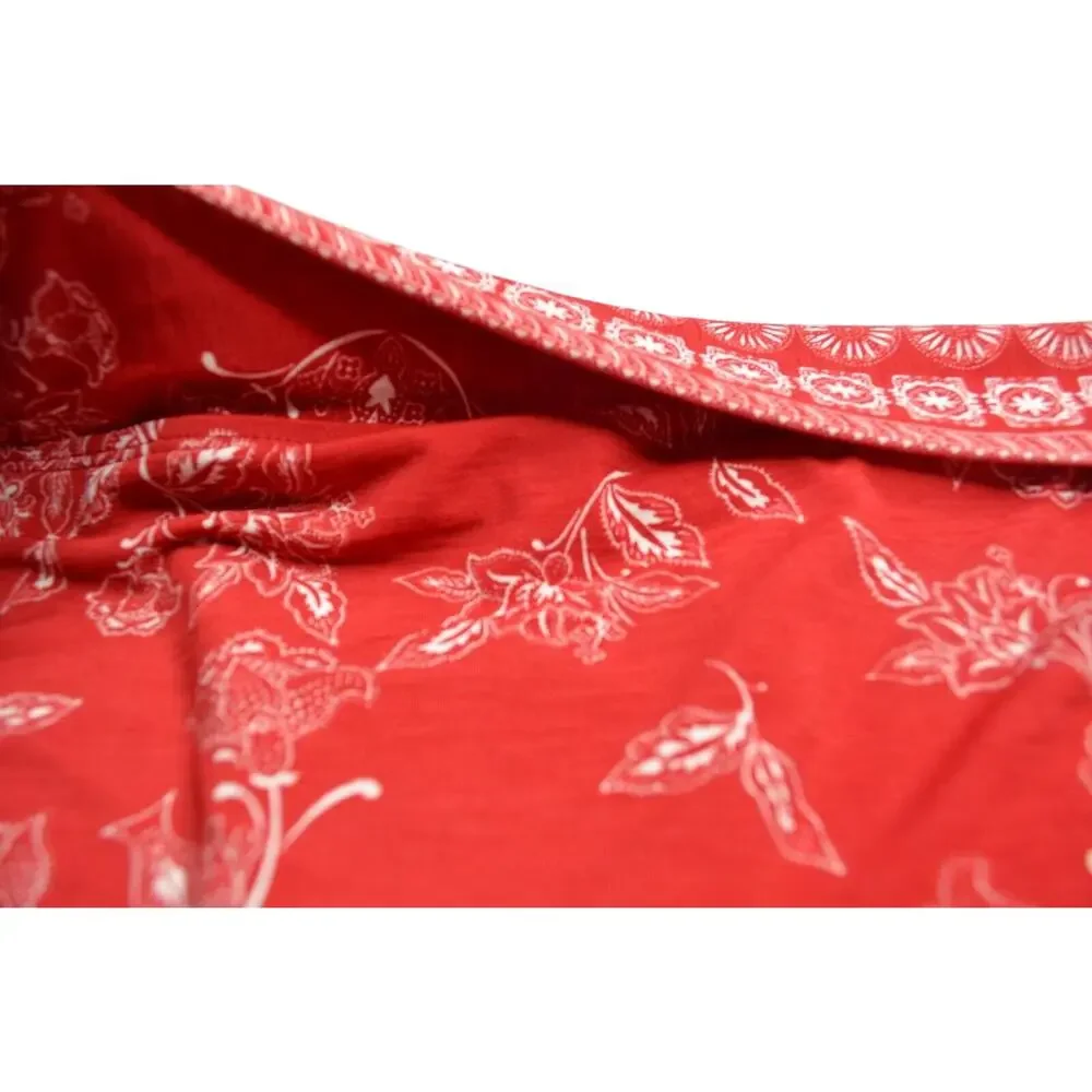 ROBIN PICCONE Women's Red White Shirred Waist Pattern Bikini Bottom